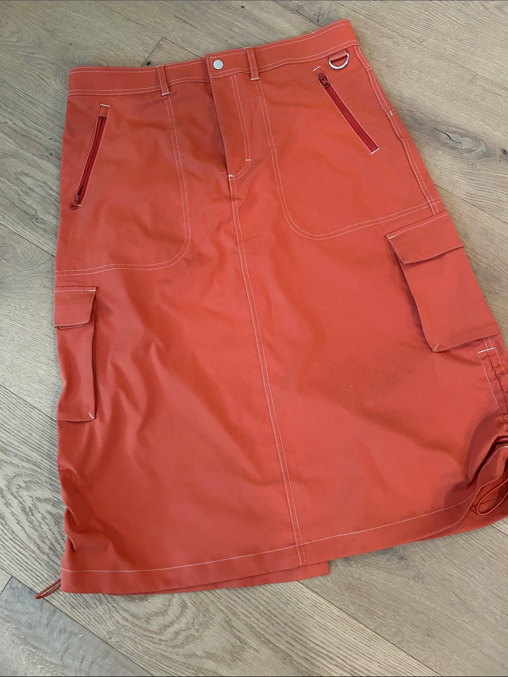 Outdoor Voices Coral-Orange Cargo A-Line Skirt